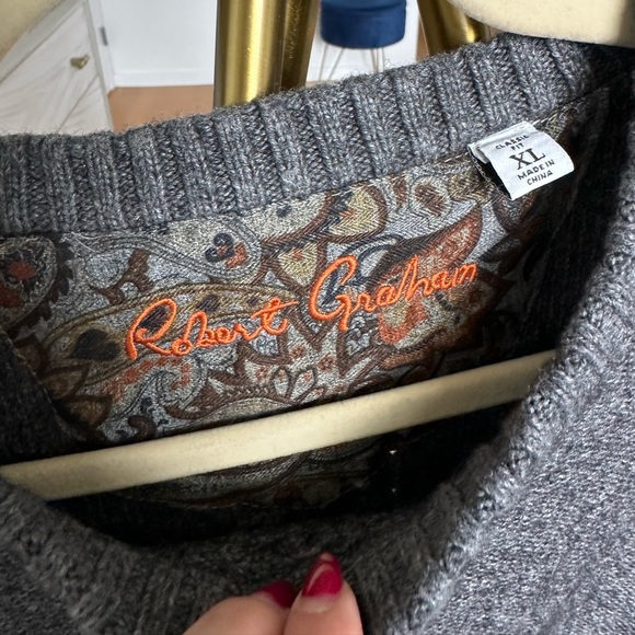 Robert Graham Gray Knit Braided Texture Men’s Sweater - Picture 2 of 9